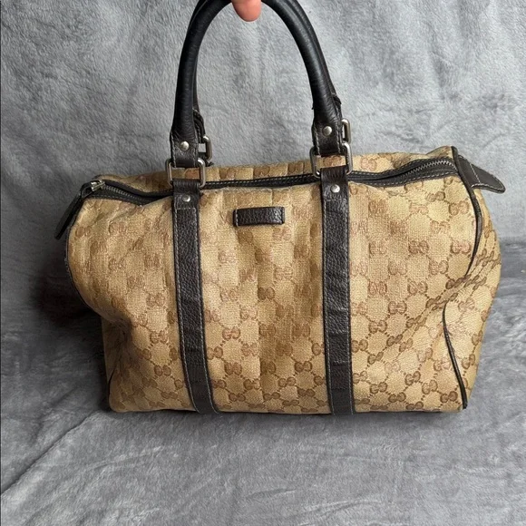 Gucci Tan and Dark Brown Monogram Tote - Picture 1 of 16